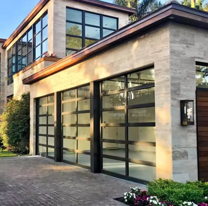 Water Tightness Class 3 Transparent Glass Sectional Garage Door For Residential House Enhance Home's Curb Appeal