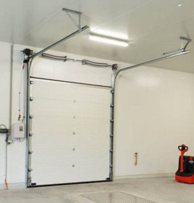 Commercial Sectional Overhead Door 50mm-80mm Thickness Insulated Garage Door With Brown Locks Hardware