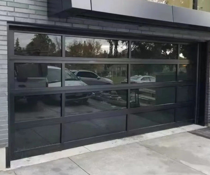 Manual Or Automatic Opening Water Tightness Class 3 Transparent Garage Door Aluminum Alloy Glass Material