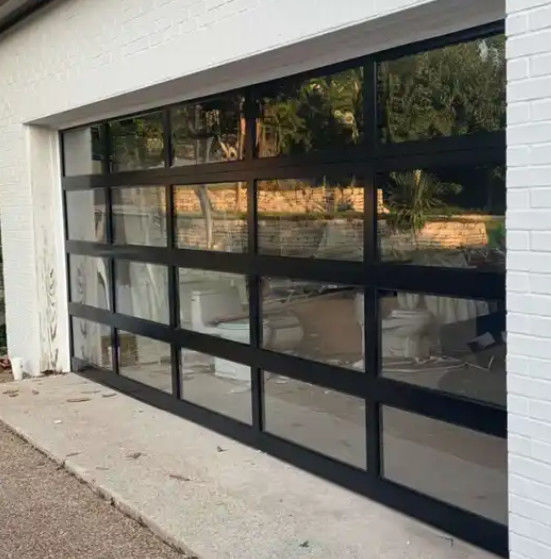 High Safety Aluminum Alloy Glass Sectional Garage Door Water Tightness Class 3 Transparent