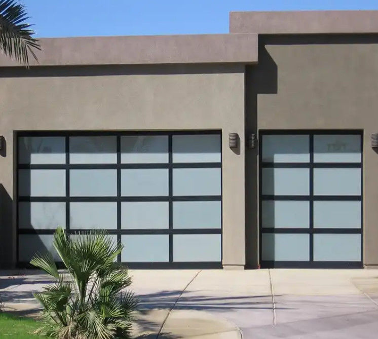 Full View Sectional Garage Door Customized Water Tightness Class 3 Transparent Aluminum Alloy