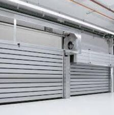 PLC Control Modern Powder Coated Aluminum High Speed Spiral Door Metal Windproof Feature Finished Polymer Material