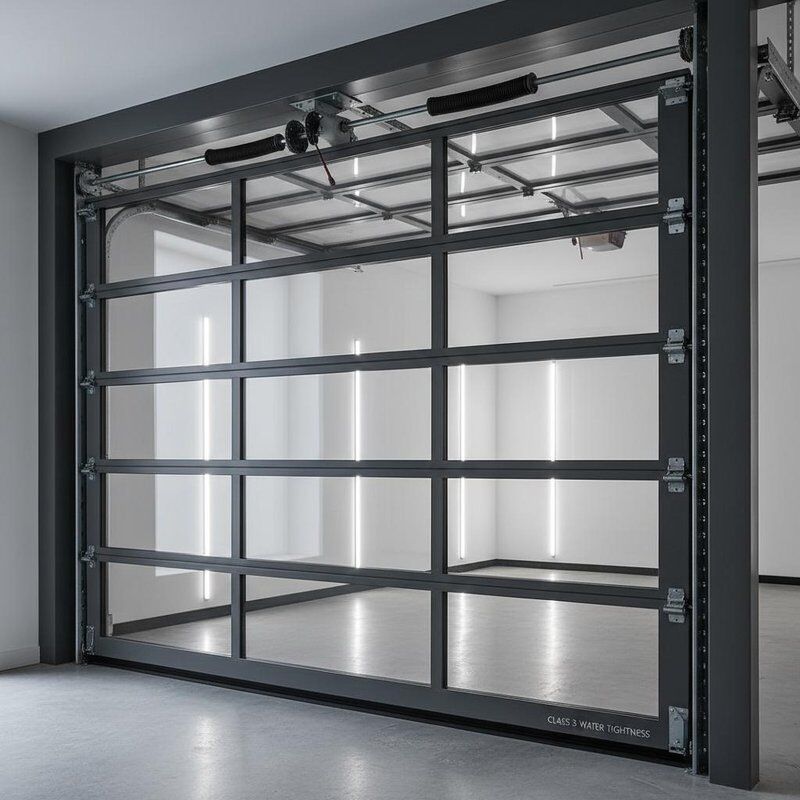 High Safety Transparent Aluminum Sectional Door with Water Tightness Class 3 for Modern Garages
