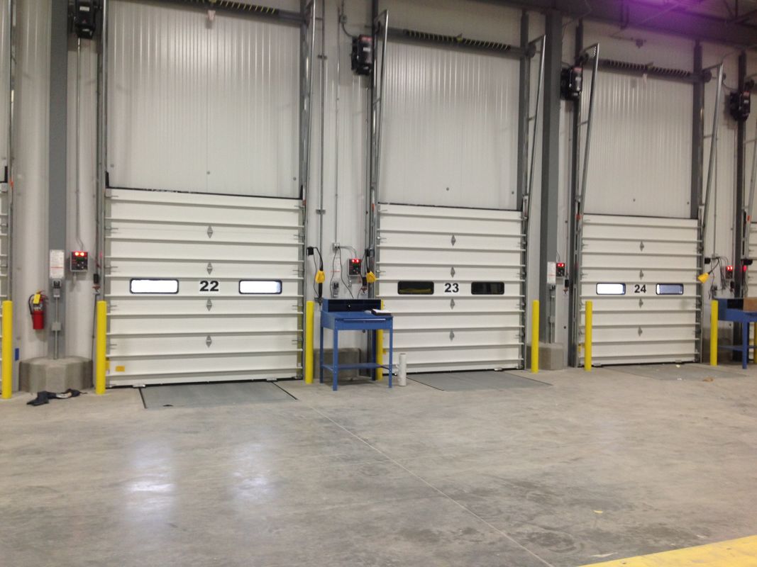 12 Feet Exterior Roll Up Insulated Workshop Dock Doors Industrial Vertical PU Panel