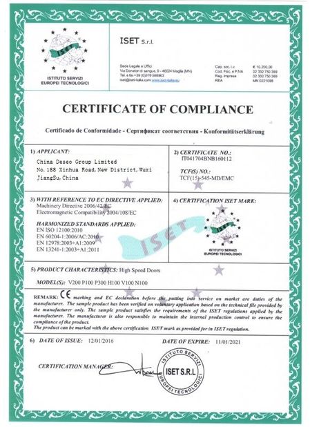 China CHINA DESEO GROUP LIMITED certification